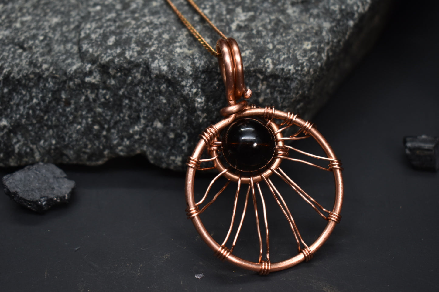 Obsidian — Solar Return Copper Pendant Necklace - KOSMIK COLLECTIONS