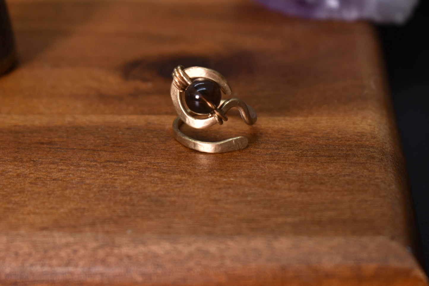 Smoky Quartz — Ajna Glyph Ring