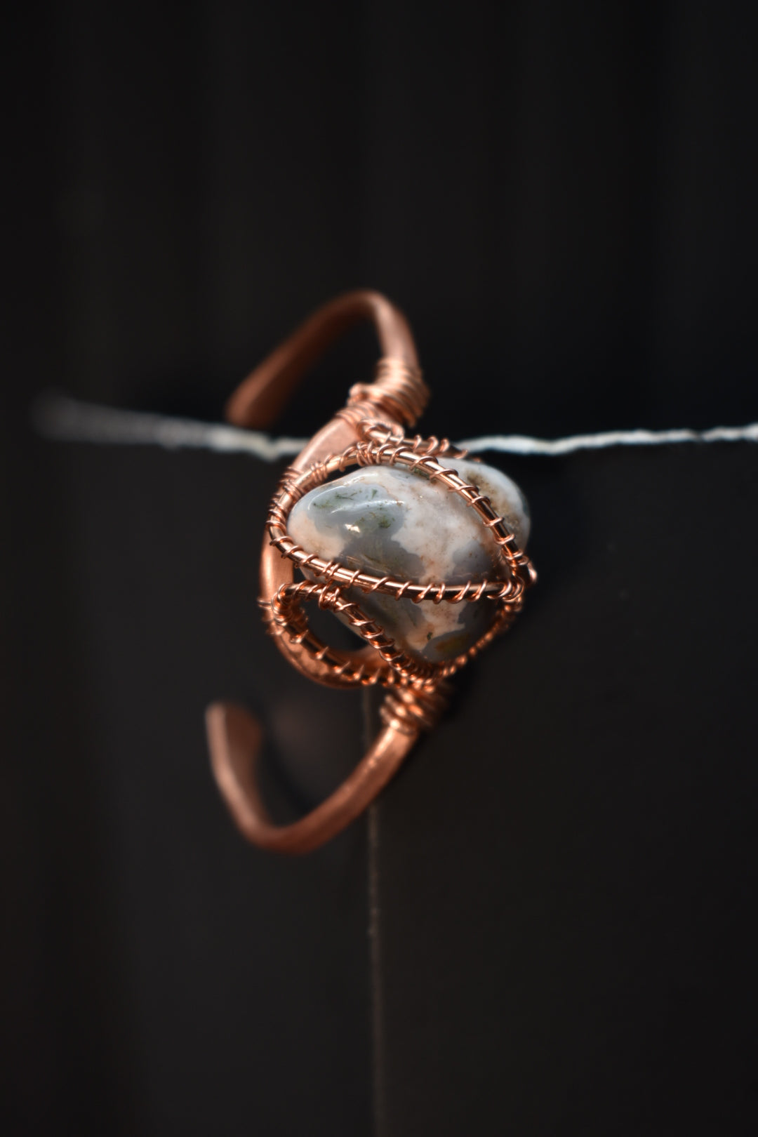 Moss Agate - The Orbit Current: Copper Bangle
