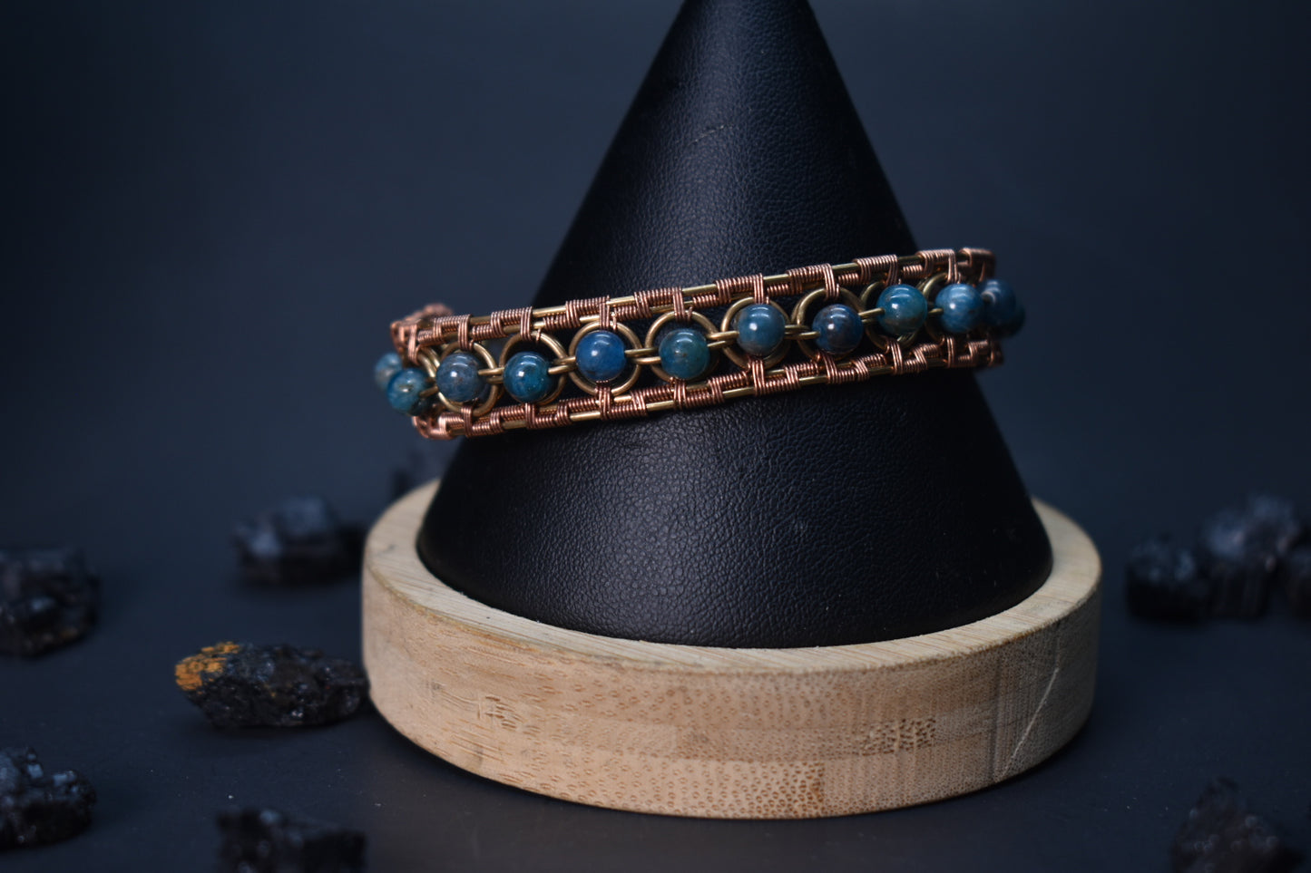 Apatite — Kundalini Brass & Copper Cuff Bracelet