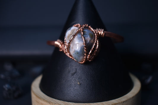 Moss Agate - The Orbit Current: Copper Bangle