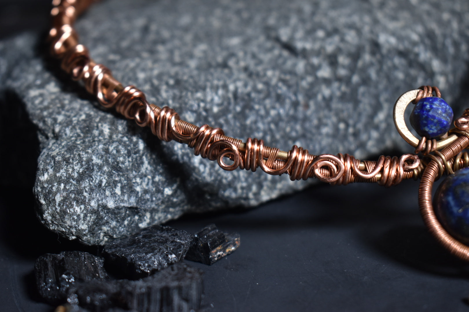 Lapis Lazuli — Retrograde Copper/ Brass Collar Necklace 1 of 1 - KOSMIK COLLECTIONS