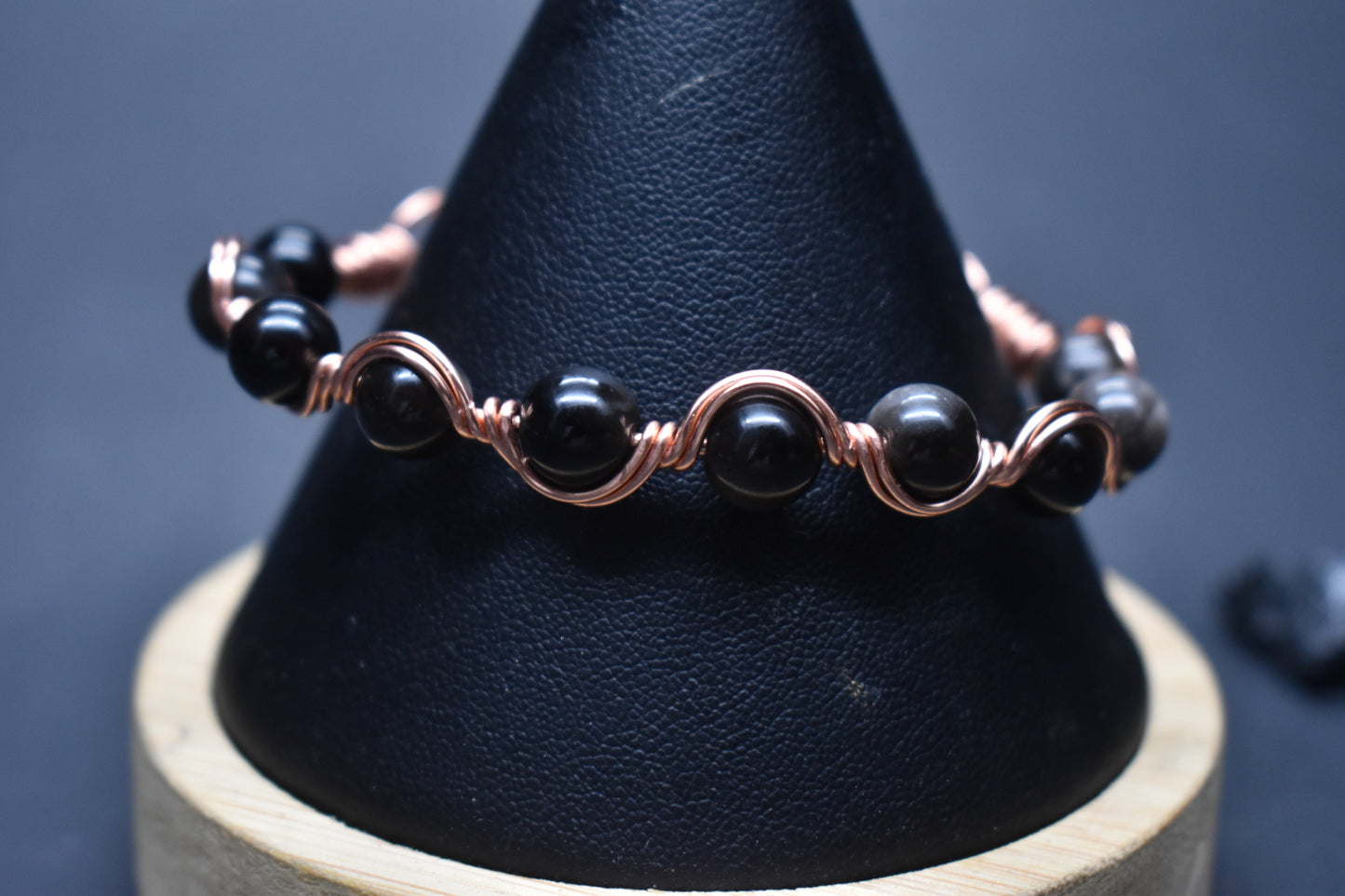 Obsidian- Copper Frequency Bracelet