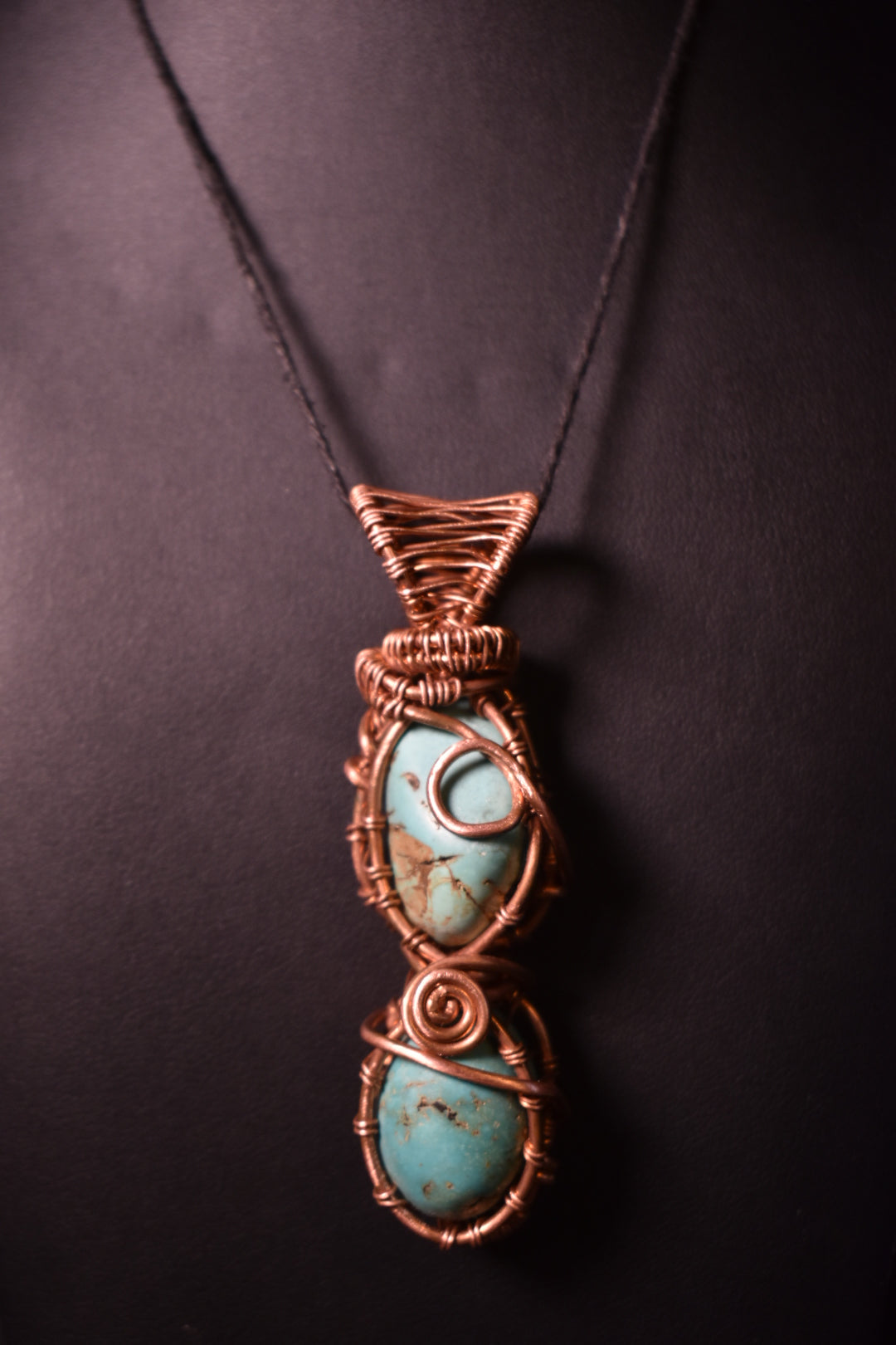 Turquoise-Solar Spiral Talisman: Copper Pendant Necklace