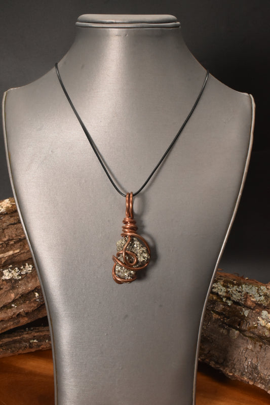 Pyrite Chippet — Copper Pendant Necklace