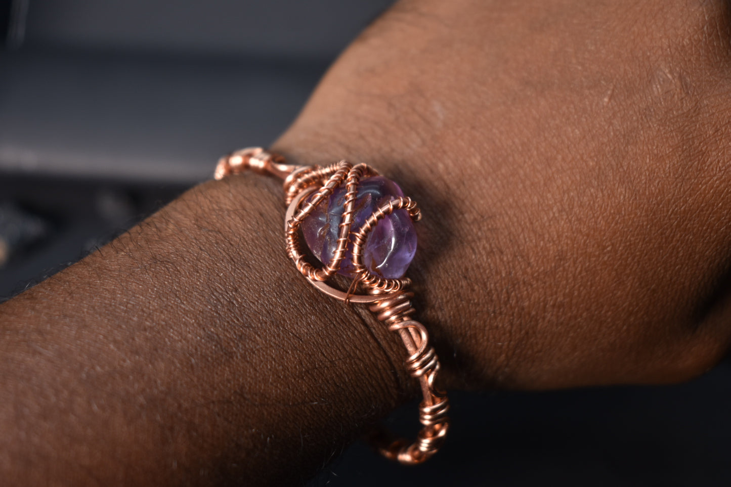 Amethyst Stargate: Harmonics- Copper Cuff Bracelet