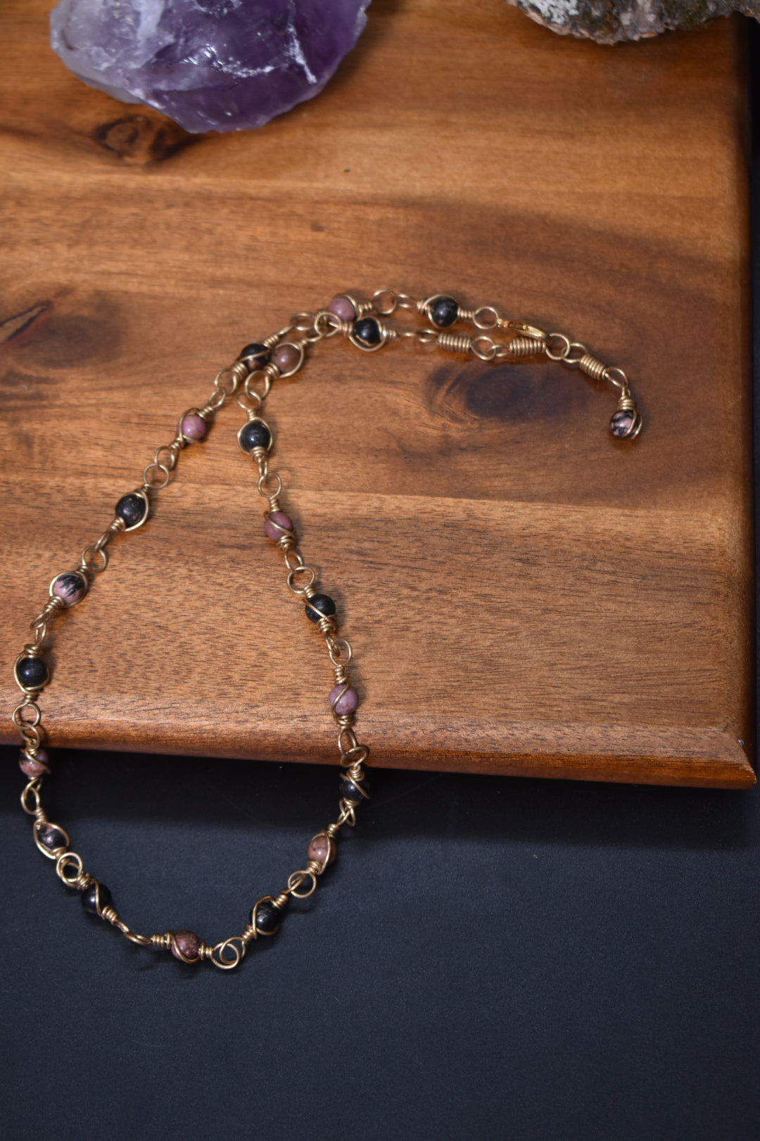 Rhodonite tail chain necklace - KOSMIK COLLECTIONS