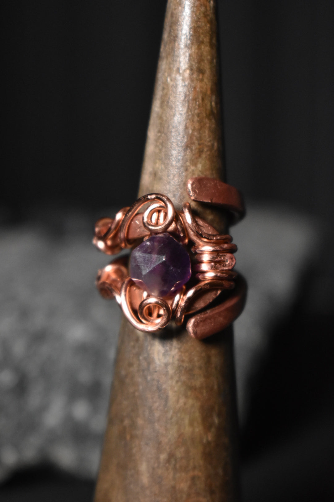 Amethyst-Solar Eye: Copper Ring