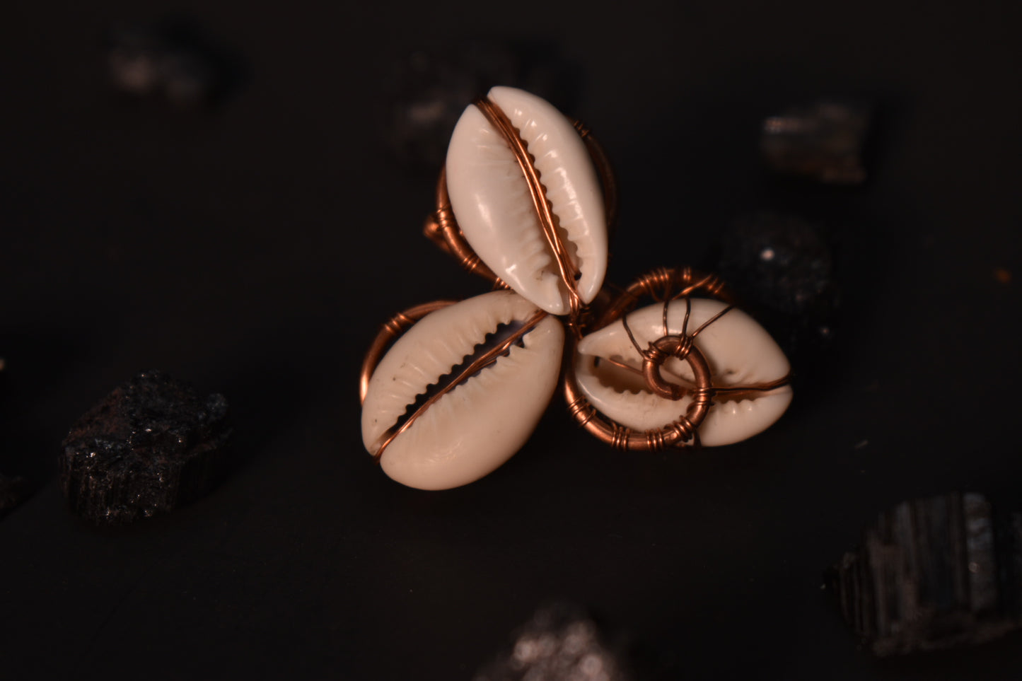 Celestial Cowrie Currents- Copper Rings