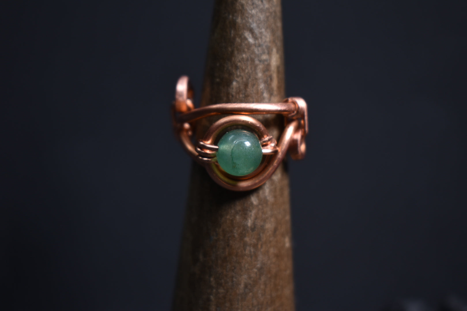 Green Aventurine - Solar Nazar Copper Ring - KOSMIK COLLECTIONS