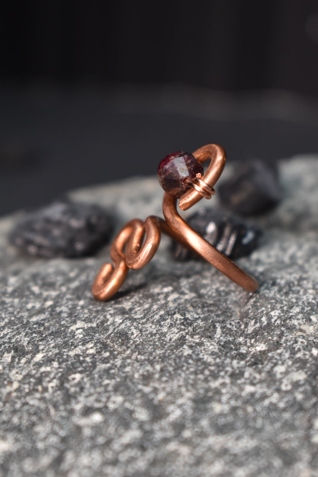 Garnet- Kosmik Glyph Ring