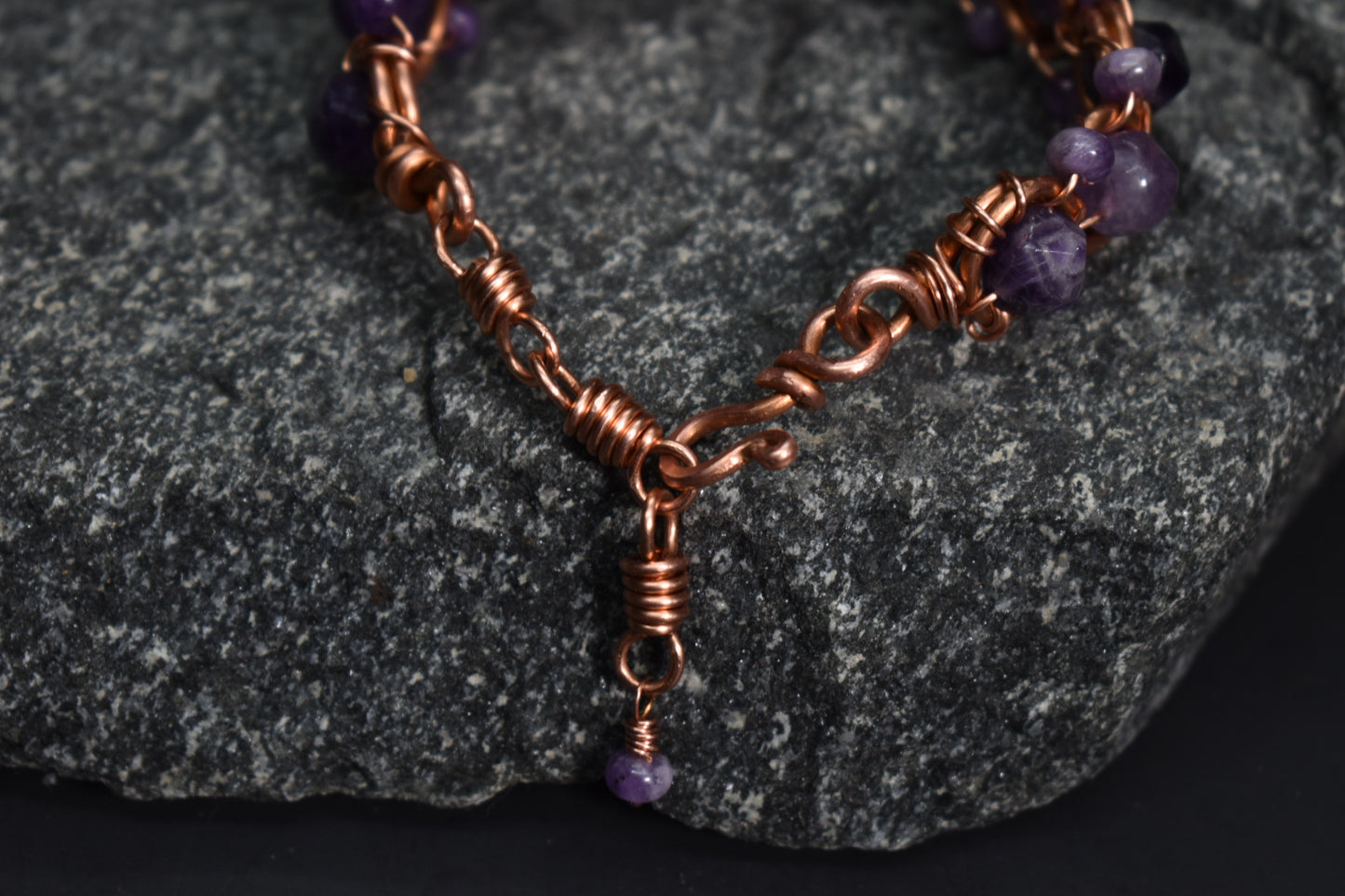Amethyst - Helix of the Verdant Neteru : Copper Bracelet - KOSMIK COLLECTIONS