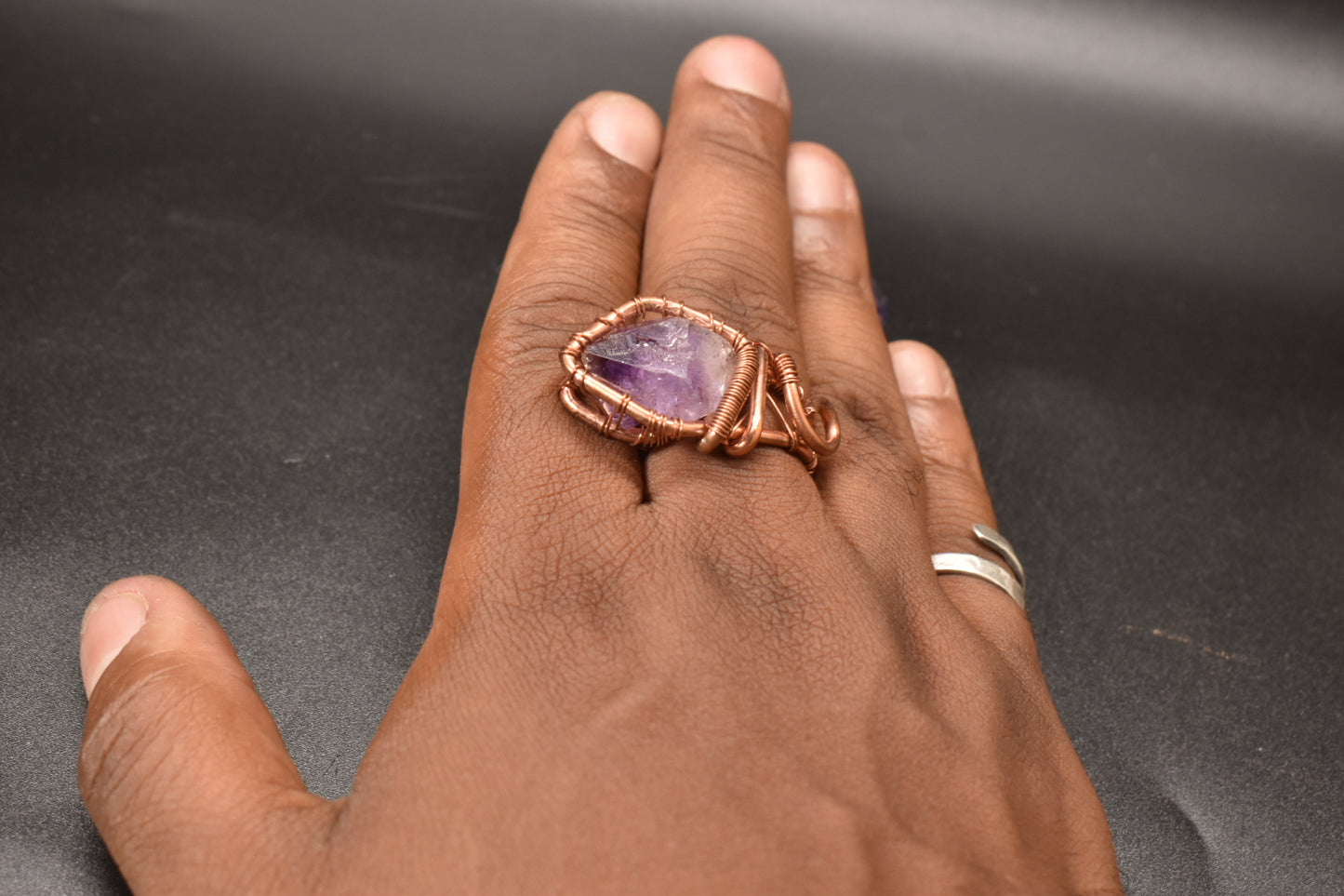 Amethyst — Artistic Copper Ring