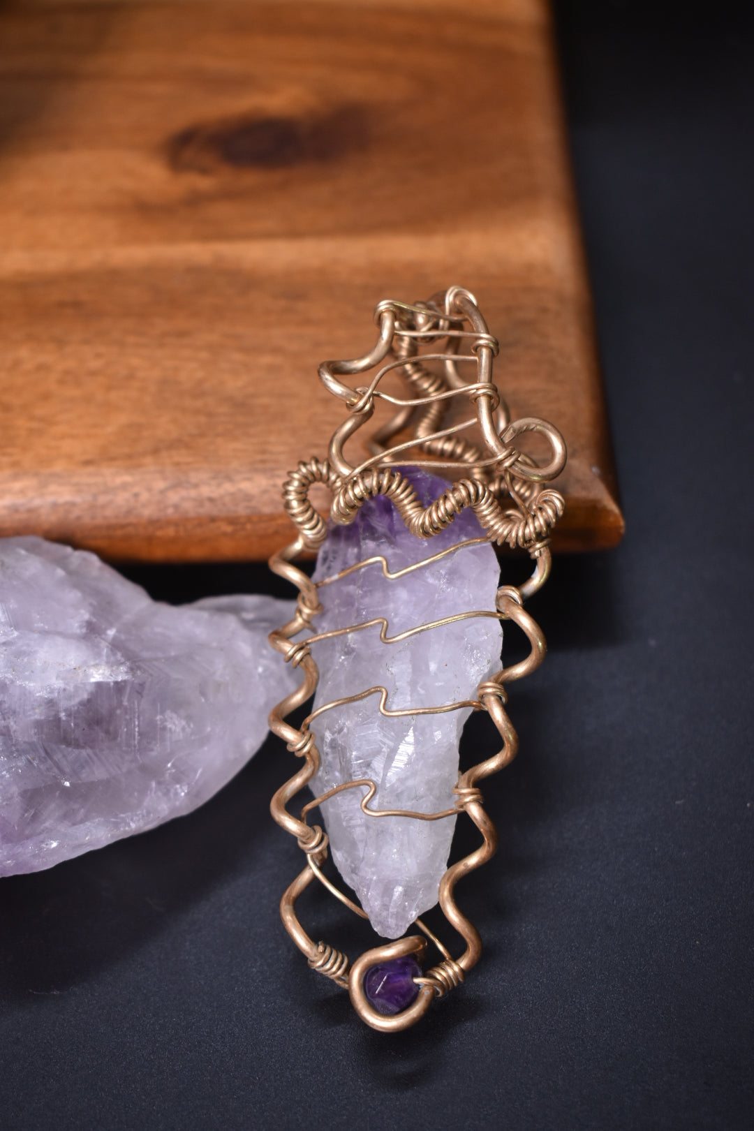 The Fifth Dimension — Amethyst Brass Pendant - KOSMIK COLLECTIONS