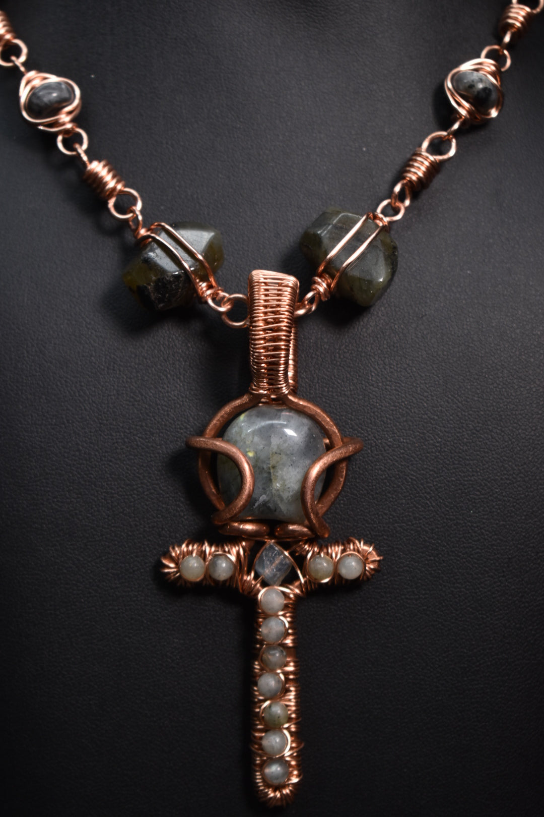 Labradorite- Copper Ankh of the Veiled Moon  1 of 1