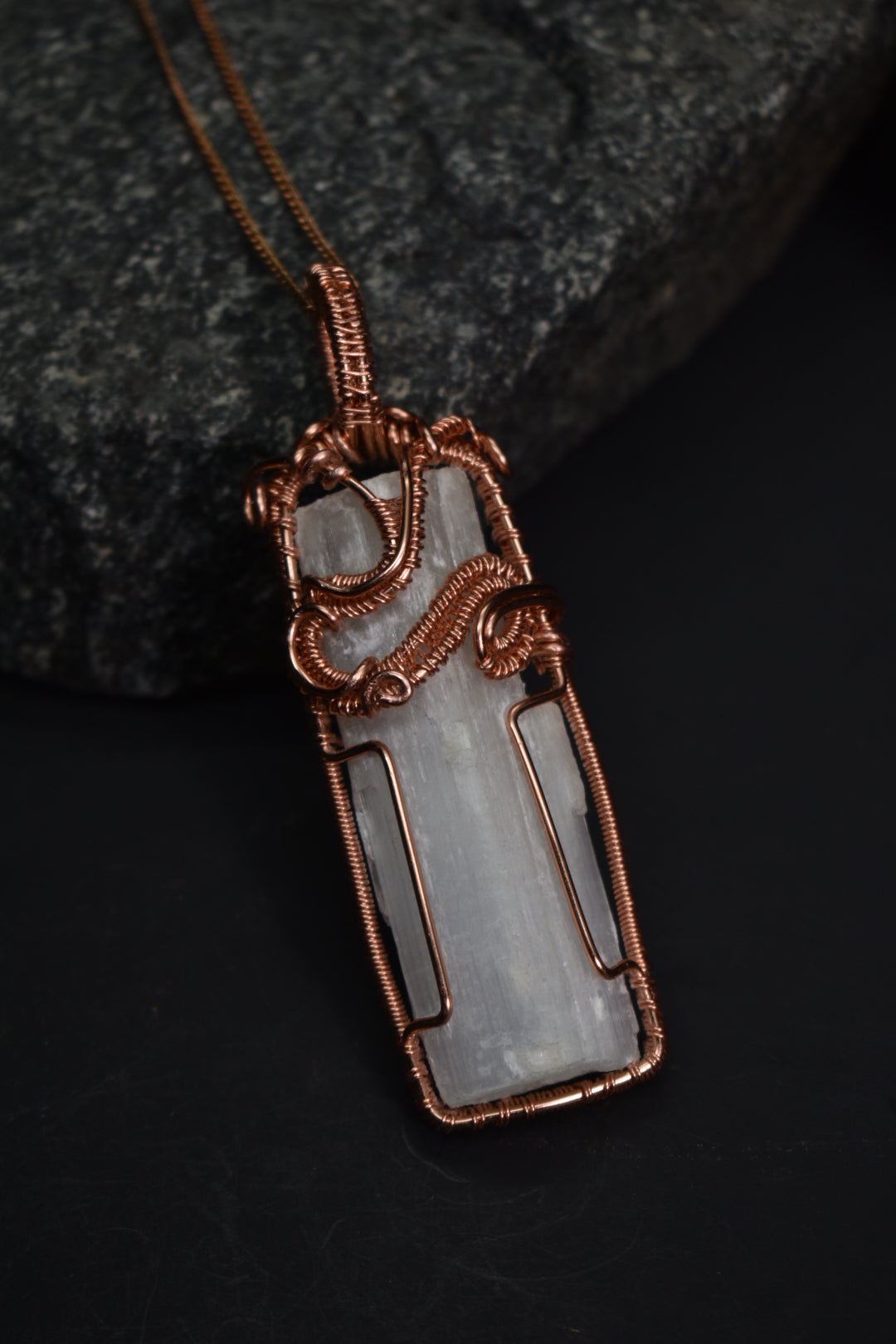Selenite- Ascension Column: Copper Pendant Necklace 1 of 1 - KOSMIK COLLECTIONS