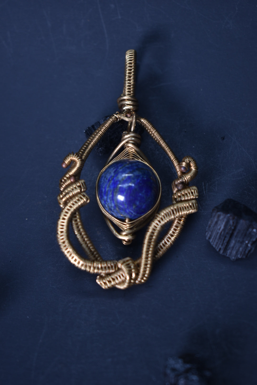 Lapis lazuli-  The Celestial Throne of Nwt Brass Pendant