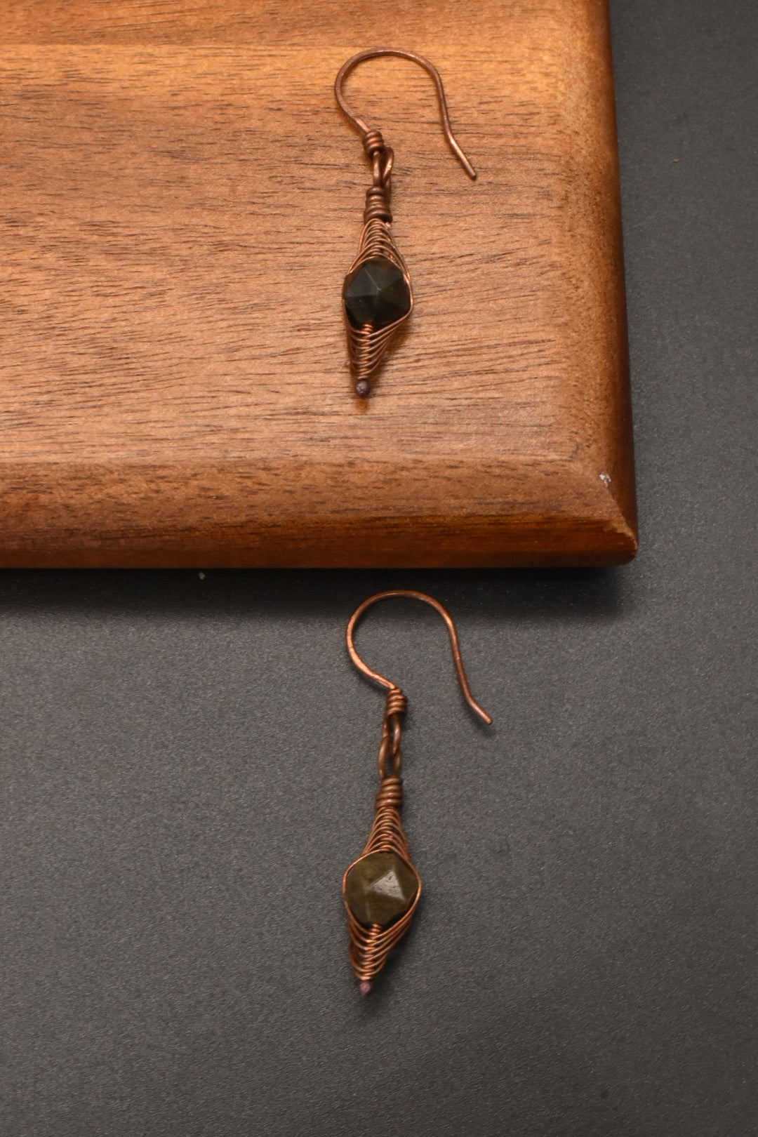 Pineal — Obsidian Copper Earrings