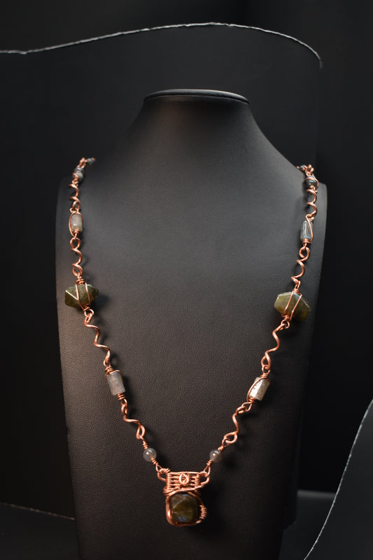 Labradorite — Serpent Current: Copper Necklace